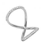 .925 Sterling Silver Rhodium Plated Curved Infinity Shaped Cz Ring, <b>size: 5</b>