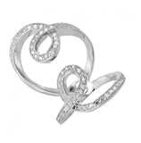 .925 Sterling Silver Rhodium Plated Double Looped Cz Ring, <b>size: 5</b>