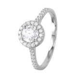 .925 Sterling Silver Rhodium Plated Round Cz Ring, <b>size: 5</b>