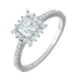 .925 Sterling Silver Rhodium Plated Square Cz Cluster Ring, <b>size: 5</b>