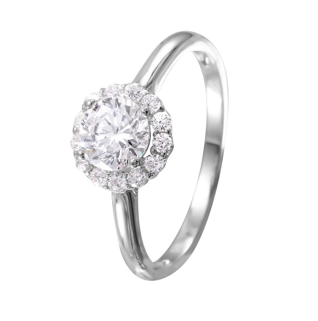 .925 Sterling Silver Rhodium Plated Round Cz Cluster Ring, <b>size: 5</b>