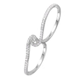 .925 Sterling Silver Rhodium Plated Cz Two-finger Ring, <b>size: 8</b>