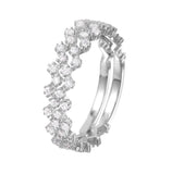 .925 Sterling Silver Rhodium Plated Zig-zag Stackable Cz Ring, <b>size: 5</b>