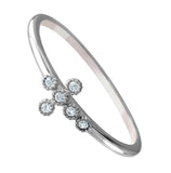 .925 Sterling Silver Rhodium Plated Round Band With Cz Cross Ring, <b>size: 5</b>