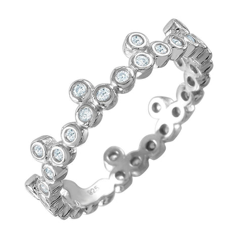 .925 Sterling Silver Rhodium Plated Cz Stackable Eternity Ring, <b>size: 5</b>