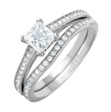 .925 Sterling Silver Rhodium Plated Thin Cz Bridal Ring, <b>size: 5</b>