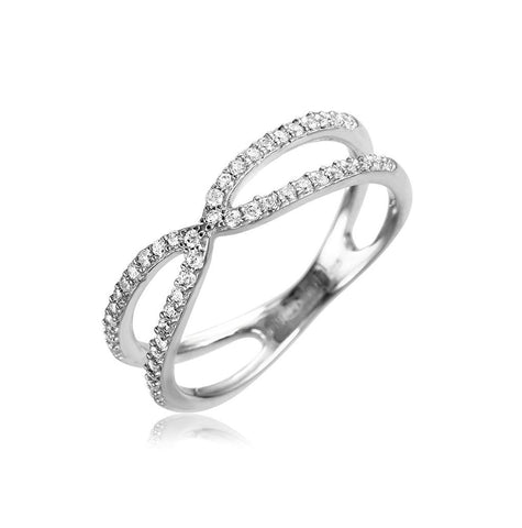 .925 Sterling Silver Rhodium Plated X Open Split Shank Cz Ring, <b>size: 5</b>