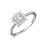 .925 Sterling Silver Rhodium Plated Square Cz Center Ring, <b>size: 5</b>