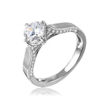 .925 Sterling Silver Rhodium Plated Cz Center Stone Ring, <b>size: 5</b>