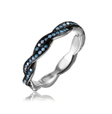 .925 Sterling Silver Rhodium Plated Rope Band With Turquoise Stone, <b>size: 5</b>