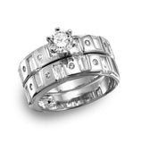 .925 Sterling Silver Rhodium Plated Baguette Cz Band Engagement Ring, <b>size: 5</b>