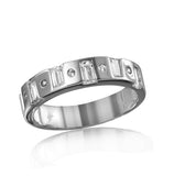 .925 Sterling Silver Mens Rhodium Plated Matching Baguette Cz Band, <b>size: 9</b>