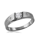 .925 Sterling Silver Mens Matte Finish Shank Cz Matching Wedding Ring, <b>size: 9</b>