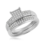 .925 Sterling Silver Rhodium Plated Square Design Micro Pave Bridal Ring, <b>size: 5</b>