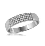 .925 Sterling Silver Mens Rhodium Plated Micro Pave Band, <b>size: 9</b>