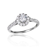 .925 Sterling Silver Rhodium Plated Halo Cz Ring, <b>size: 5</b>