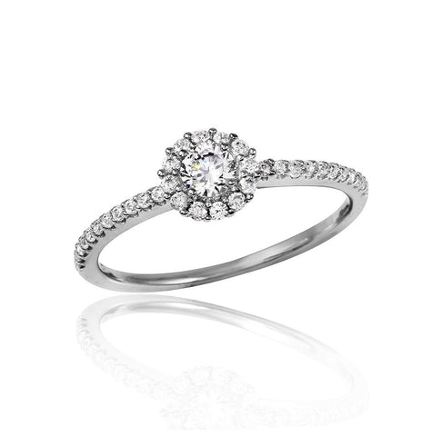 .925 Sterling Silver Rhodium Plated Small Size Halo Cz Ring, <b>size: 5</b>