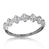 .925 Sterling Silver Rhodium Plated Clover Band With Clear Cz Stones, <b>size: 5</b>