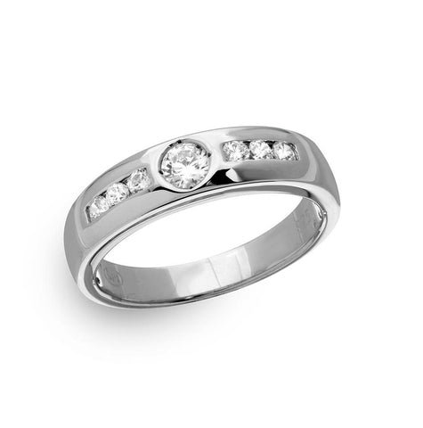 .925 Sterling Silver Mens Rhodium Plated Eternity Ring With Cz, <b>size: 9</b>