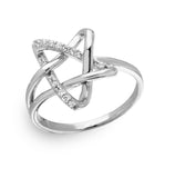 .925 Sterling Silver Rhodium Plated Intertwined Star With Cz, <b>size: 5</b>