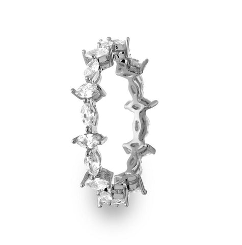 .925 Sterling Silver Rhodium Plated Eternity Ring With Marquise Cz, <b>size: 5</b>