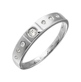 .925 Sterling Silver Mens Half Matte Finish Rhodium Plated Cz Triol Ring, <b>size: 9</b>