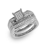 .925 Sterling Silver Rhodium Plated Two Piece Clear Cz Square Bar Accent Ring, <b>size: 5</b>