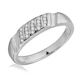 .925 Sterling Silver Mens Rhodium Plated Sideway Stone Design Wedding Ring, <b>size: 9</b>