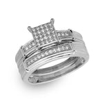 .925 Sterling Silver Rhodium Plated Cz Pave Square Center Ring, <b>size: 5</b>