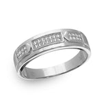 .925 Sterling Silver Mens Rhodium Plated Men's Trio Bar Eternity Ring With Cz, <b>size: 9</b>