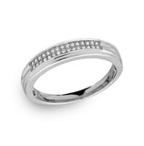 .925 Sterling Silver Mens Rhodium Plated Cz Trio Band, <b>size: 9</b>