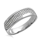 .925 Sterling Silver Mens Rhodium Plated Wave Cz Wedding Ring, <b>size: 9</b>