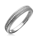 .925 Sterling Silver Mens Rhodium Plated Cluster Stones Wedding Ring Set, <b>size: 9</b>