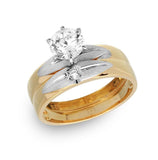 .925 Sterling Silver Gold Plated With Matte Rhodium Finish Two Piece Bridal Ring, <b>size: 5</b>