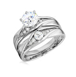 .925 Sterling Silver Rhodium Plated Round Cz Center Stone Wedding Ring, <b>size: 5</b>