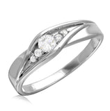 .925 Sterling Silver Mens Rhodium Plated Round Cz Center Stones Wedding Ring, <b>size: 9</b>