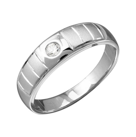 .925 Sterling Silver Mens Rhodium Plated Line Shank Design Trios Ring, <b>size: 9</b>