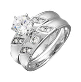 .925 Sterling Silver Slash Cz Trios Bridal Cz Ring, <b>size: 5</b>