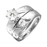 .925 Sterling Silver Rhodium Plated Sideway Design Matte Finish Trio Ring, <b>size: 5</b>