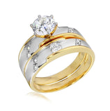 .925 Sterling Silver 2 Toned Gold And Rhodium Plated Cz Band  Wedding Band, <b>size: 5</b>