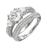 .925 Sterling Silver Rhodium Plated Micro Pave Shank Bridal Cz Ring, <b>size: 5</b>