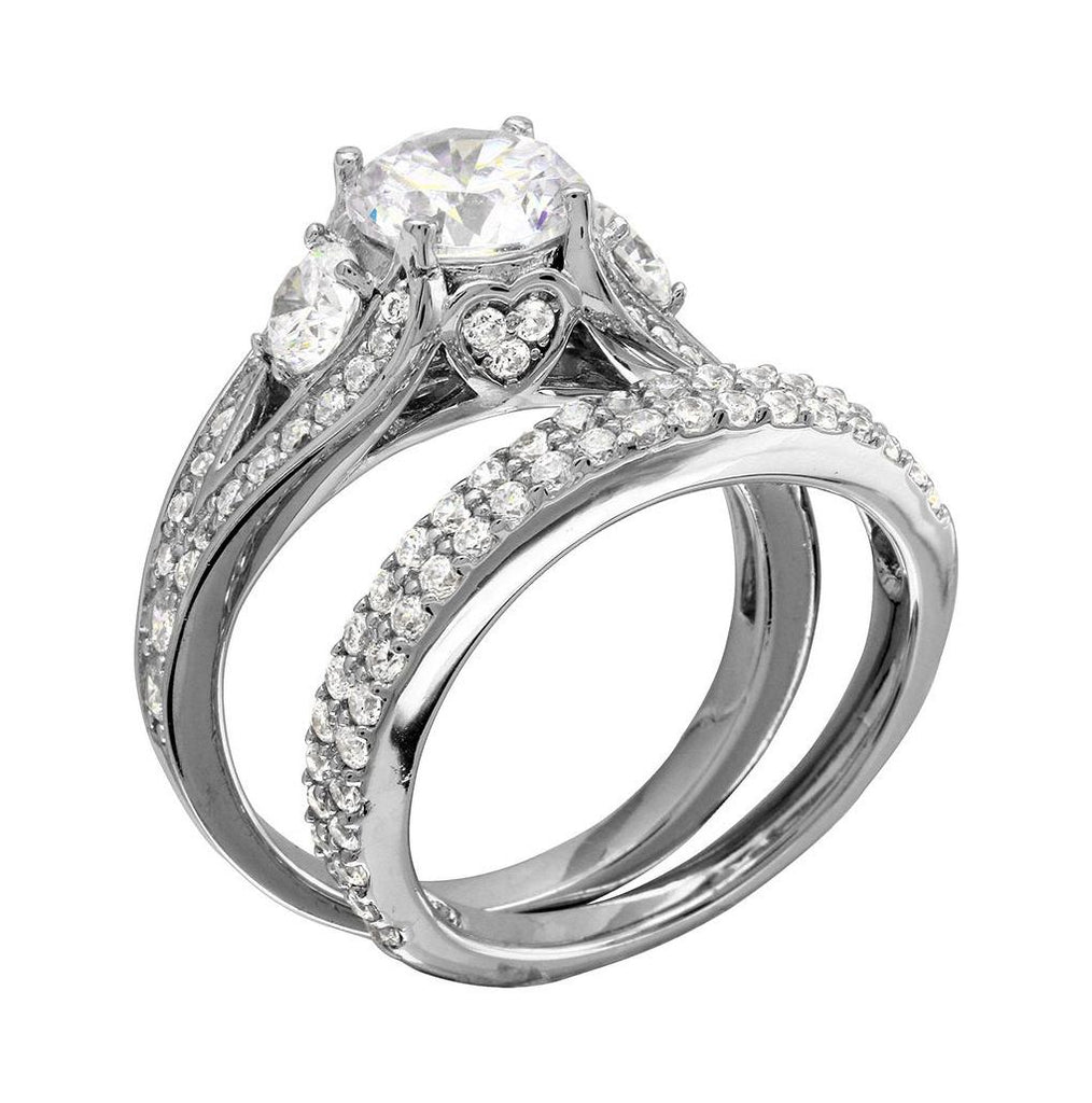 .925 Sterling Silver Rhodium Plated Cz Bridal Ring, <b>size: 5</b>