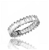 .925 Sterling Silver Rhodium Plated Eternity Band With Rectangle Cz, <b>size: 5</b>