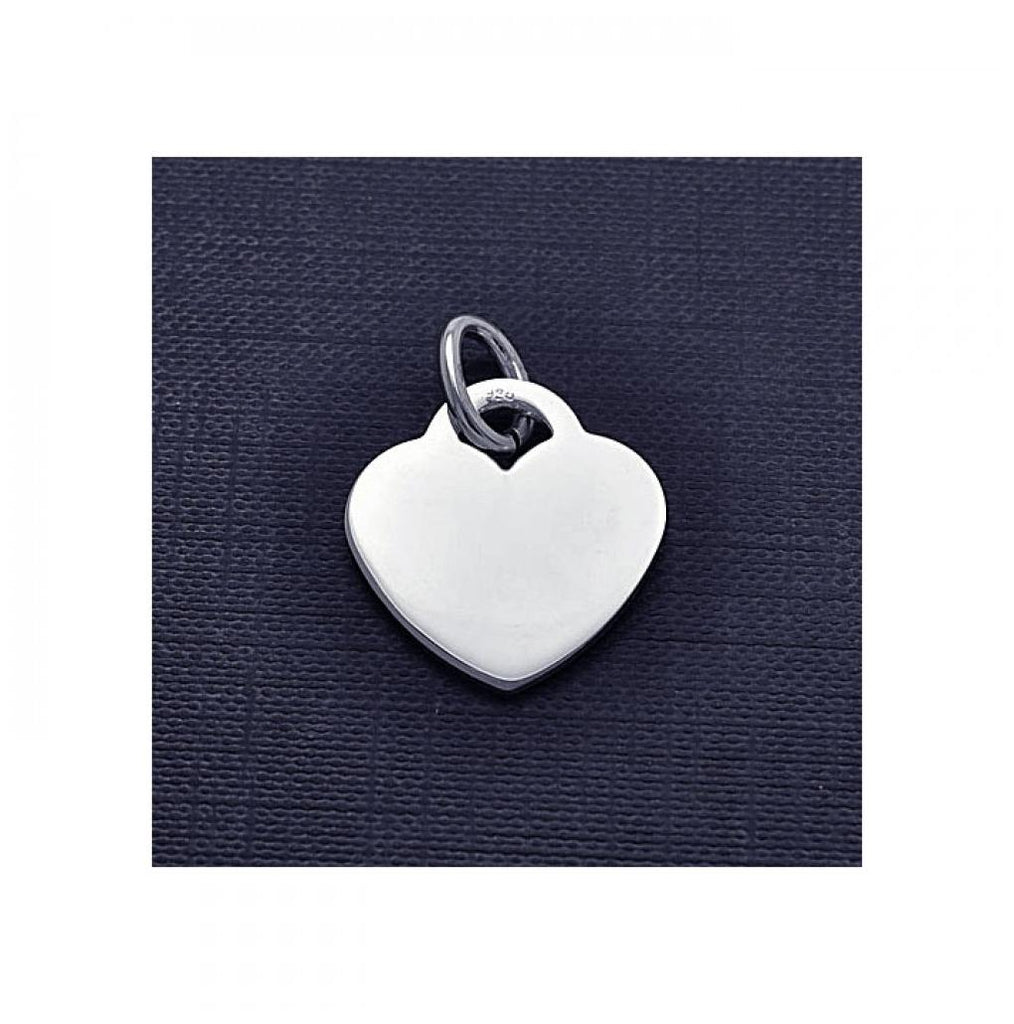 .925 Sterling Silver Engravable Heart Pendant Charm & Bail