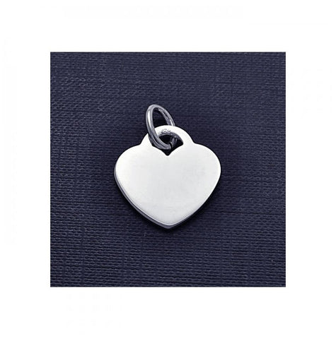 .925 Sterling Silver Engravable Heart Pendant Charm & Bail