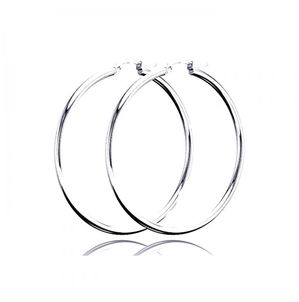 .925 Sterling Silver Plain Hoop Earring 2.5mm, <b>size: 25mm</b>