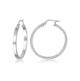 .925 Sterling Silver Square Flat Hoop Earring 3mm Wide, <b>size: 18mm</b>