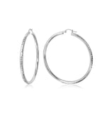 .925 Sterling Silver Diamond Cut Hoop Earrings 2mm Wide, <b>size: 20mm</b>