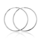 .925 Sterling Silver High Polished Endless Hoop Earrings 2mm, <b>size: 18mm</b>