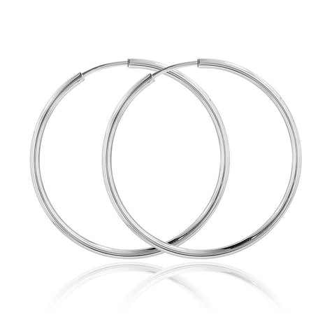 .925 Sterling Silver High Polished Endless Hoop Earrings 2mm, <b>size: 18mm</b>